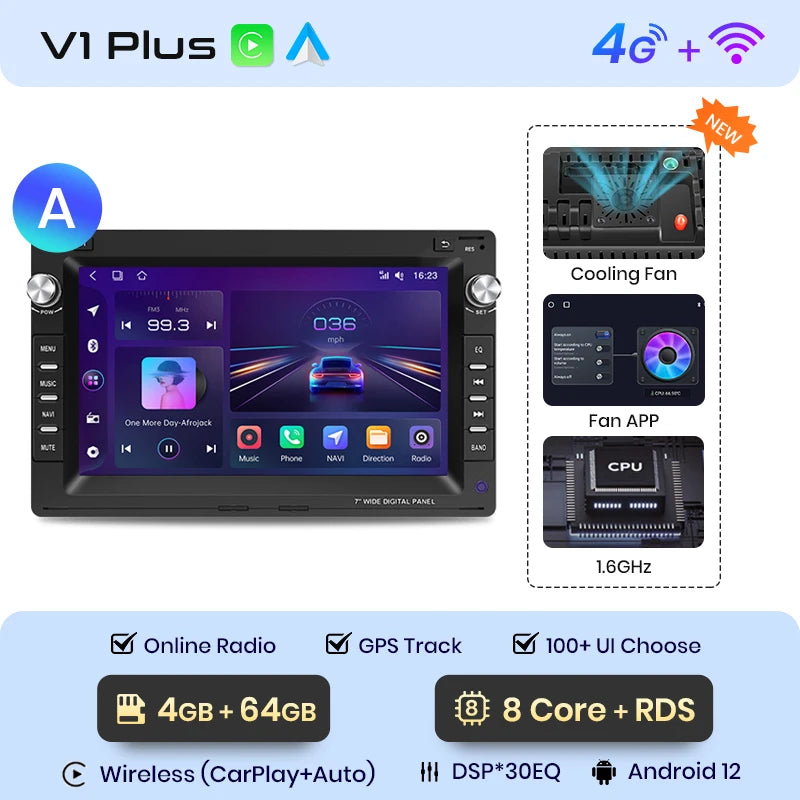 Junsun EU Stock Android Auto Radio for VW Golf 4 Passat POLO Transport T5 Multivan Seat Jetta Carplay Car Head Unit 7 Inch