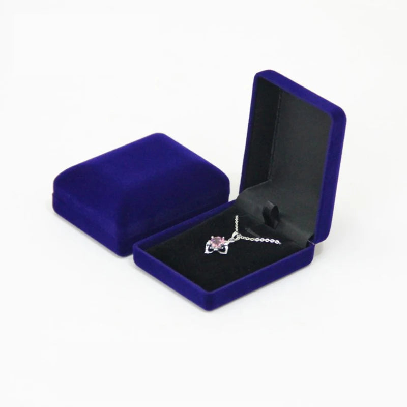 Wholesale Pendant Necklace Chain Storage Package Gift Box Soft Black Blue/Red/Velvet Casket Long Earrings Jewelry Organizer Box