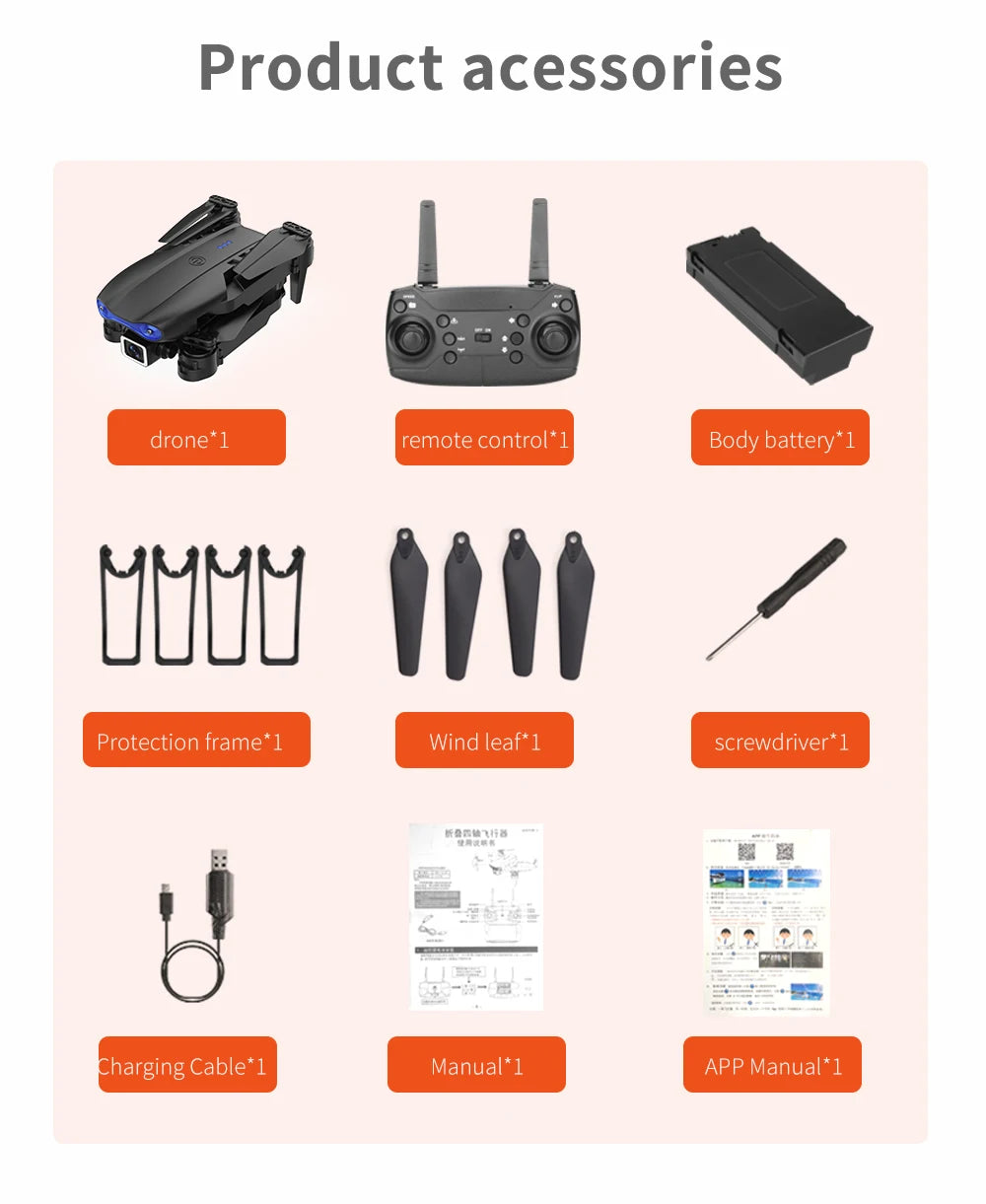New Style 4K HD Dual Camera FPV WIFI RC Drone Quadcopter Plastic Remote Control Versatile VS E99 E58 E88 K3 Drone