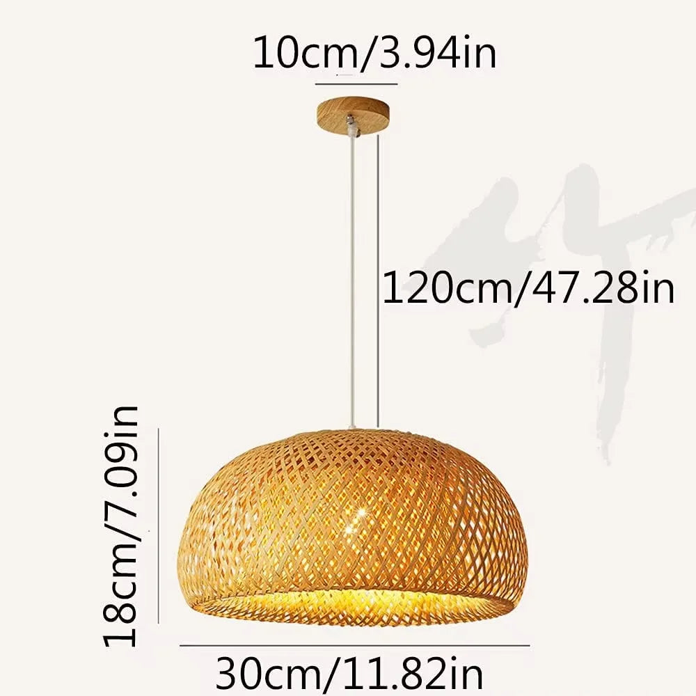 Joyinled Bamboo Pendant Light Fixture Rattan Rustic Basket Handmade Woven Pendant Lighting for Kitchen Island Farmhouse