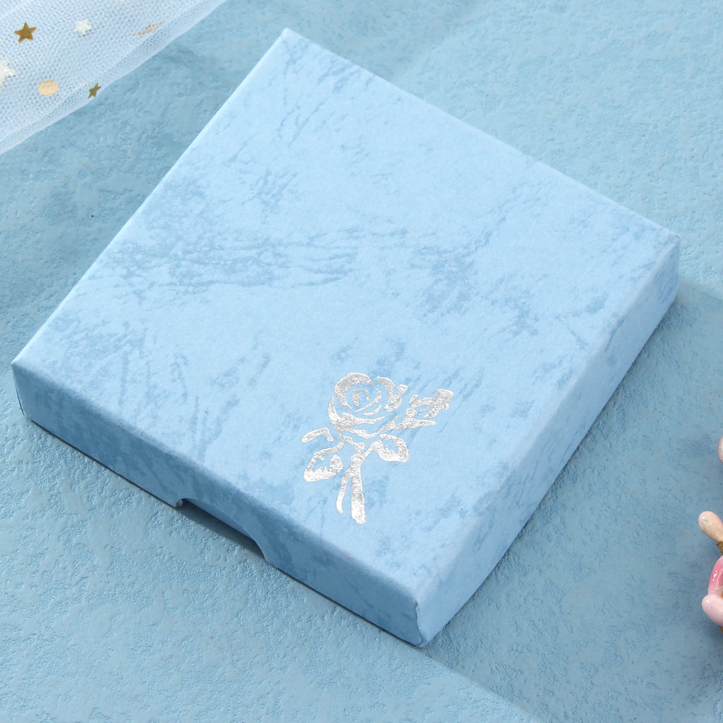 Square Rose Printed Jewelry Packaging Box Bracelet Necklace Storage Case Cardboard Gift Box Jewelry Organizer Case