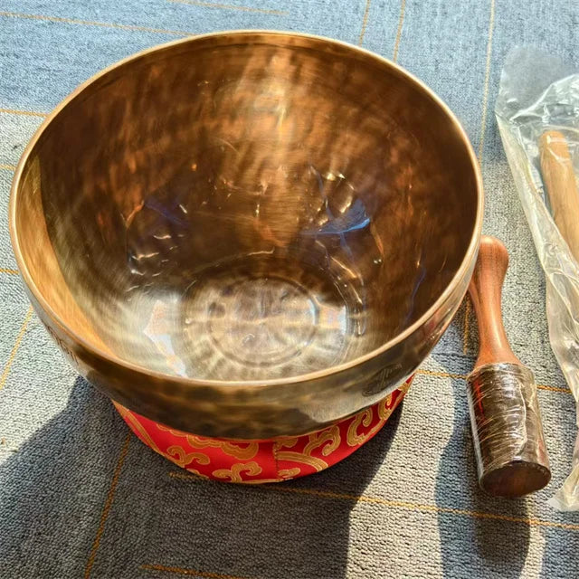 Handmade Spiritual Crafts 30cm Black Copper Tibetan Full Moon Singing Bowls Sets for Yoga Healing Music and Buddhist Pray