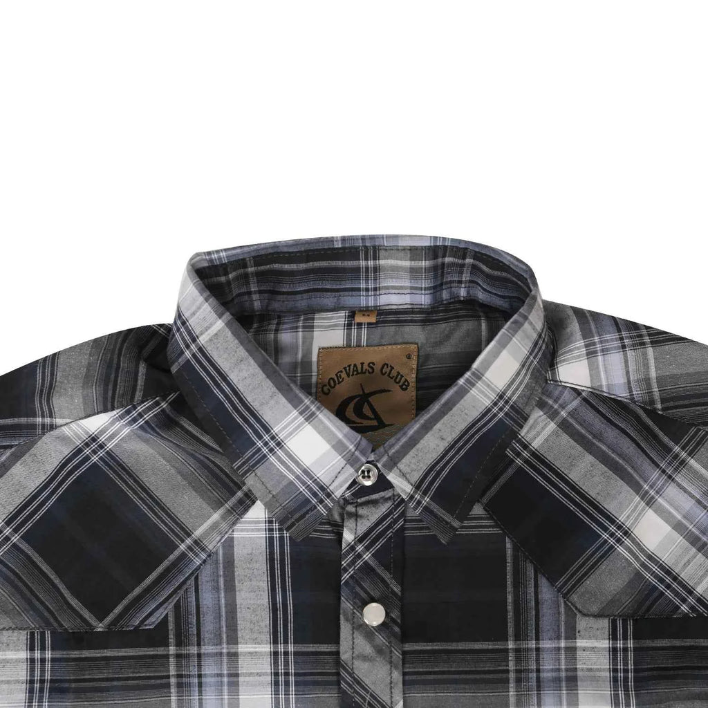 Men's Western Pearl Snap Button up Casual Cowboy Long Sleeve Two Pockets Work Plaid Shirts