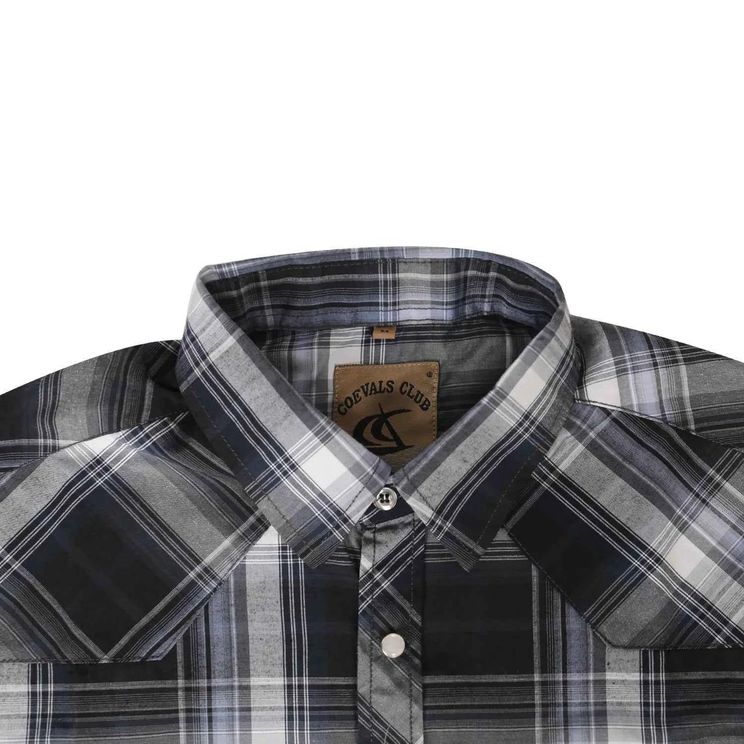 Men's Western Pearl Snap Button up Casual Cowboy Long Sleeve Two Pockets Work Plaid Shirts