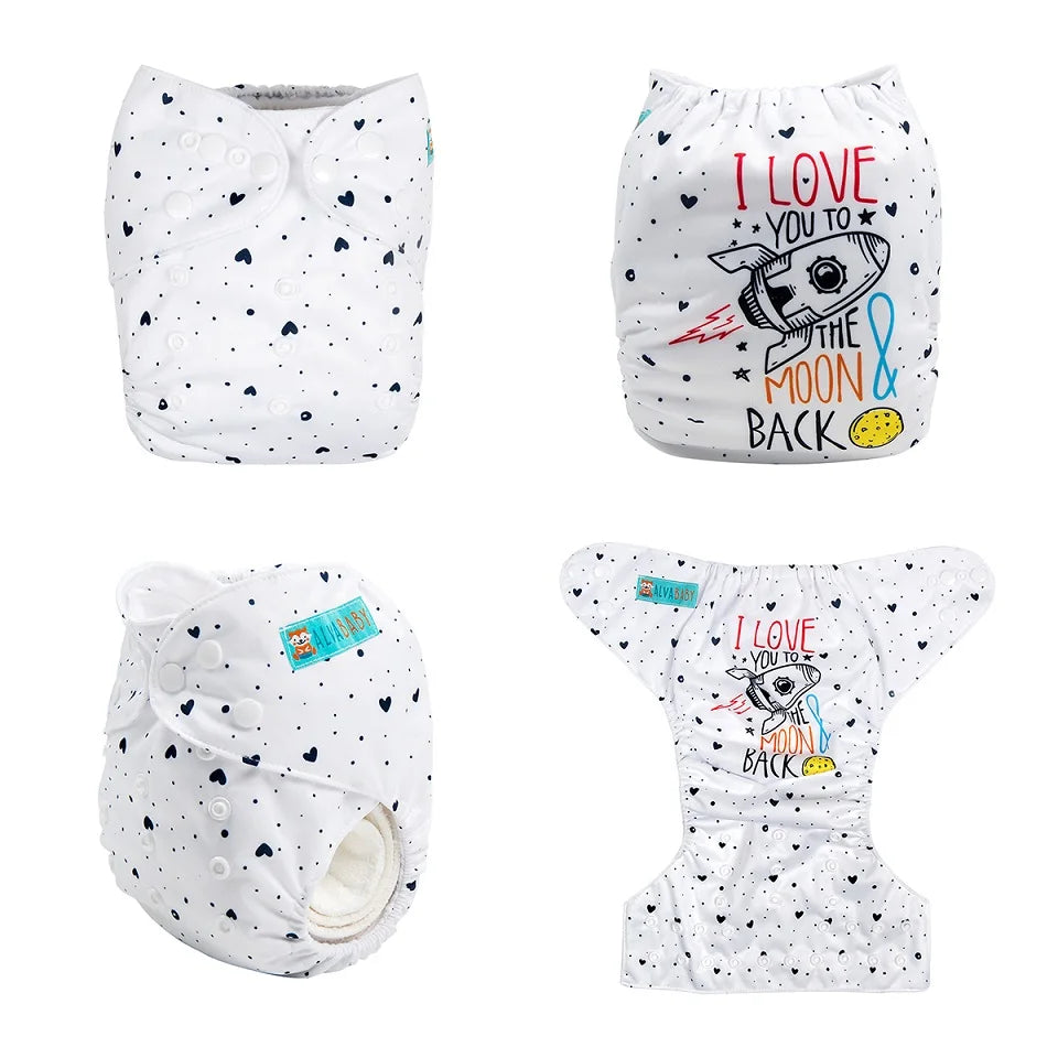 U Pick ALVABABY Digital Position Baby Cloth Diaper Reusable Baby Cloth Nappy with 1pc Microfiber Insert