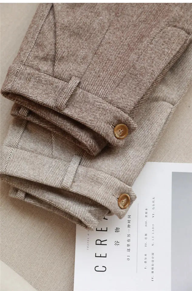 Woolen Pants Women's Harem Pencil Pants 2026 Autumn Winter High Waisted Casual Suit Pants Office Lady Women Trousers