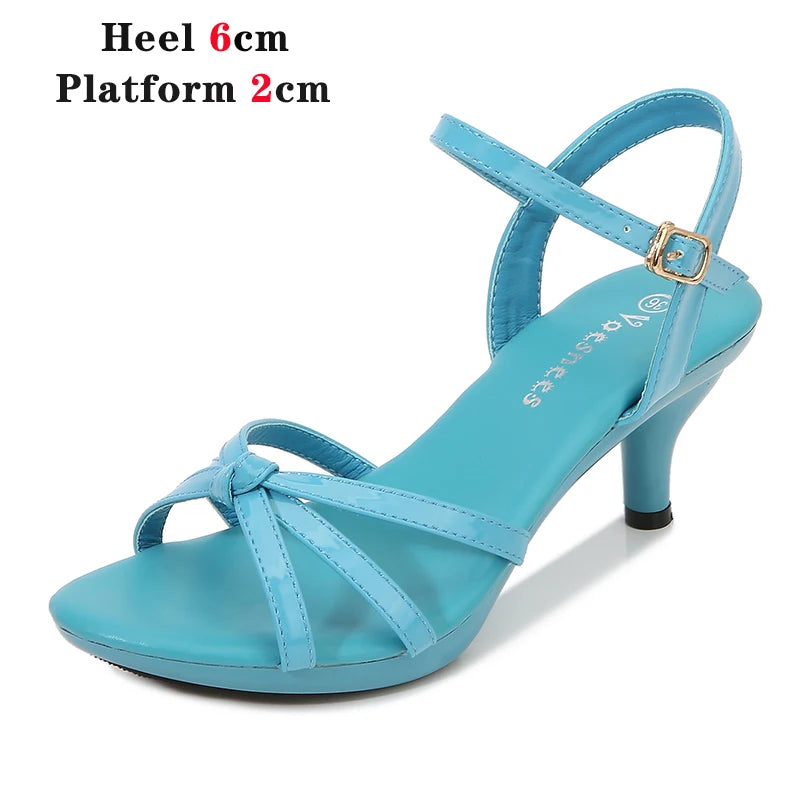 Sandals Women Shoes Big Size 43 Thin Heels Summer Candy Color Peep Toe High Heels Sexy Nightclub Party Slides Cross-Strap Shoes
