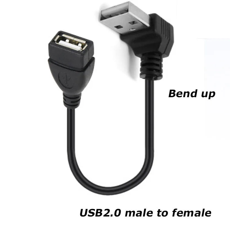 0.3M 90 Degree USB 3.0/2.0  Male to Female Adapter Cable Angle Extension Extender 5Gbps Fast Transmission Left/Right/Up/Down