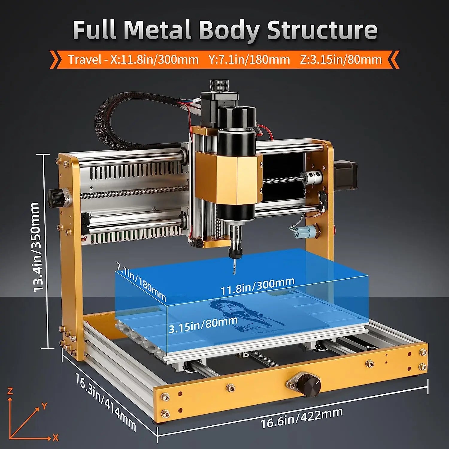 LUNYEE 3018 CNC Lazer Engraver Desktop 500W Wood Router Laser Engraving Cutting Machines for Metal