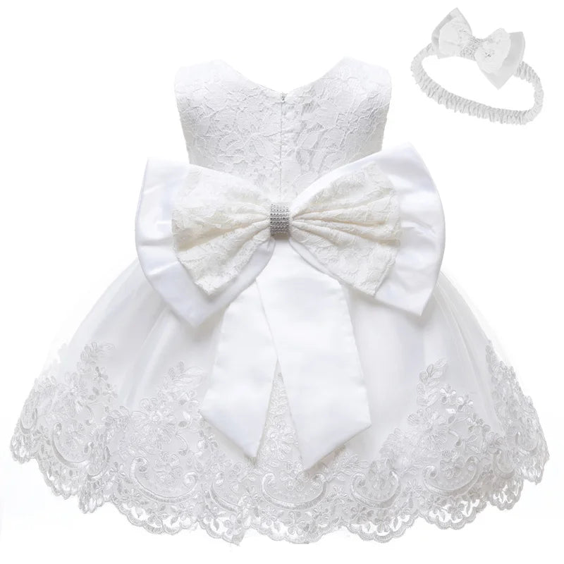 Newborn Baby Girls White Princess Christmas Dress Kids Dresses For Girls Baptism 1st Birthday Wedding Bridesmaid Infant Vestidos