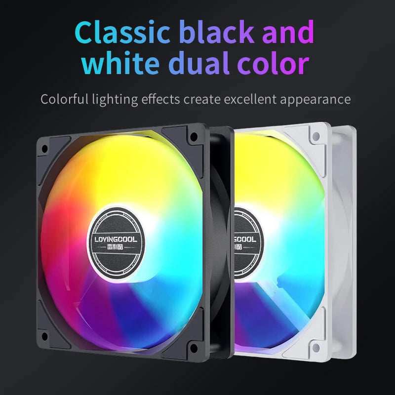 Lovingcool Computer PC Case Fan 12cm PC Luminous Led Cooling RGB Silent LED Plastic Cooling Fan for Computer Case