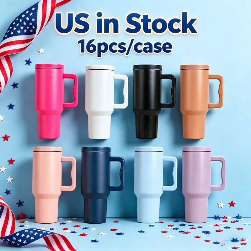 Us in Stock 40 OZ Insulated Office Use 20oz 24oz 32oz 40 OZ Flip Straw Tumbler for Home Office Outdoor Daily Use