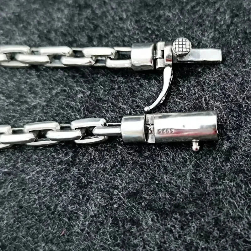 BOCAI Trendy Simple 6MM Collarbone Link New 6MM Necklace Chain for Men & Women Sweater Casual Outfits S925 SilverJewelry