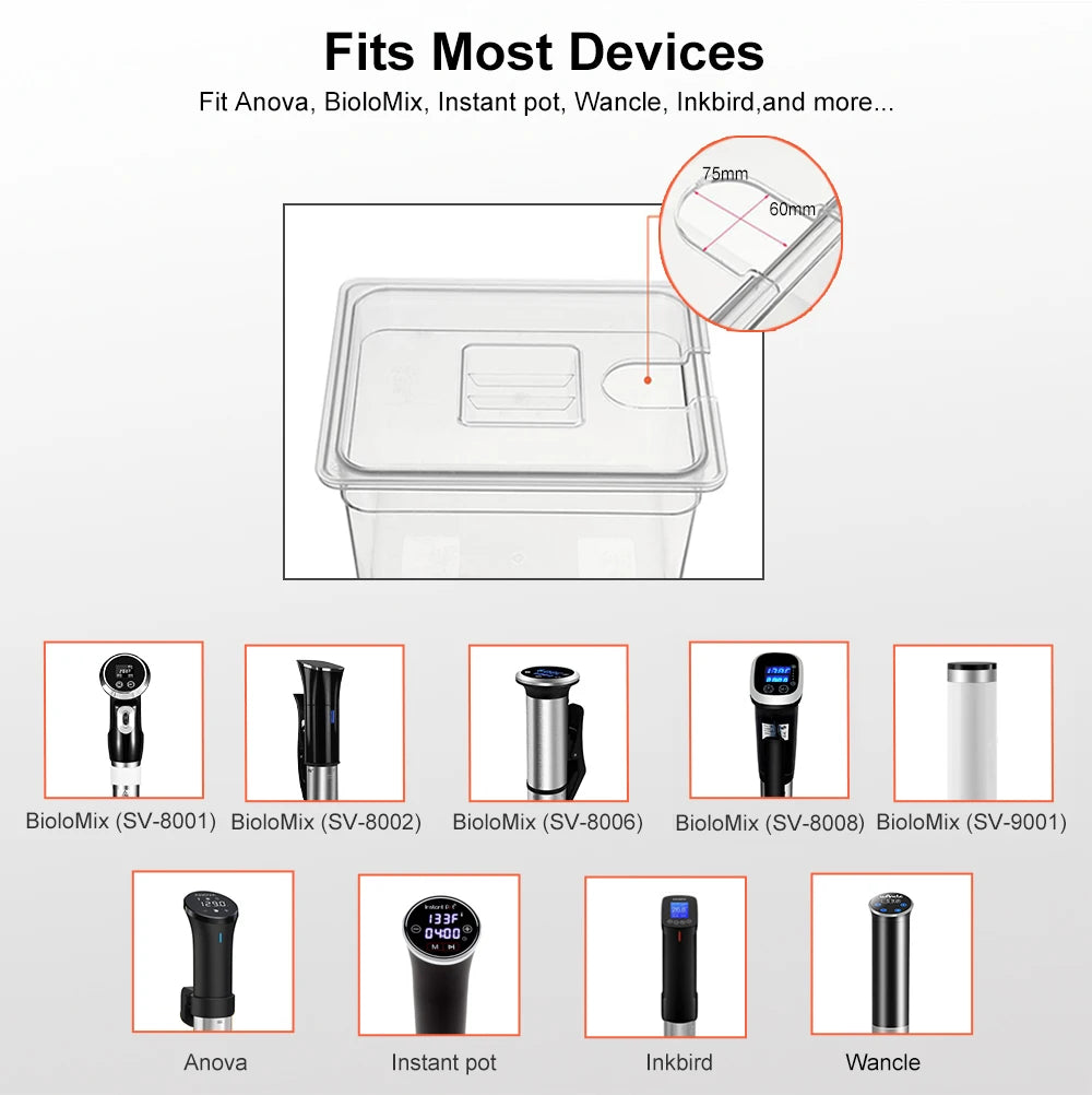 Stainless Steel Sous Vide Rack and 11L Sous Vide Cooker Containers Detachable Dividers Separator for Immersion Circulators