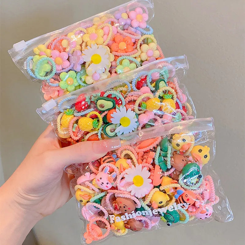 New 2024 Children Cute Candy Color Small Mini Thumb Hair Ties Set Lovely Rubber Hair Bands Girls Hair Accessories for Kids