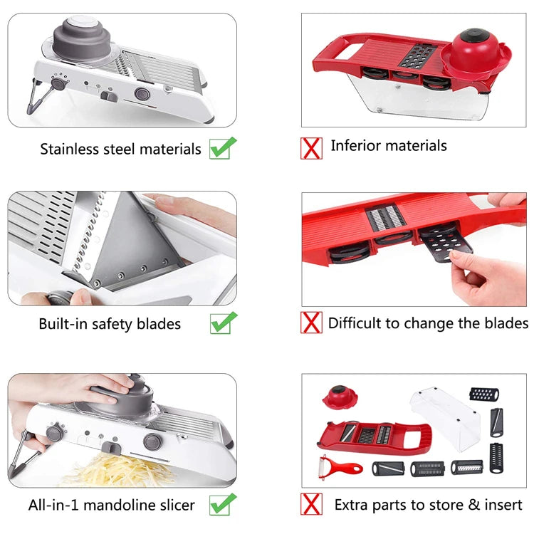 Adjustable Mandoline Slicer Stainless Steel Vegetable Chopper Slicer Veggie Chopper with Waffle Maker| French Fry Cutter YY120