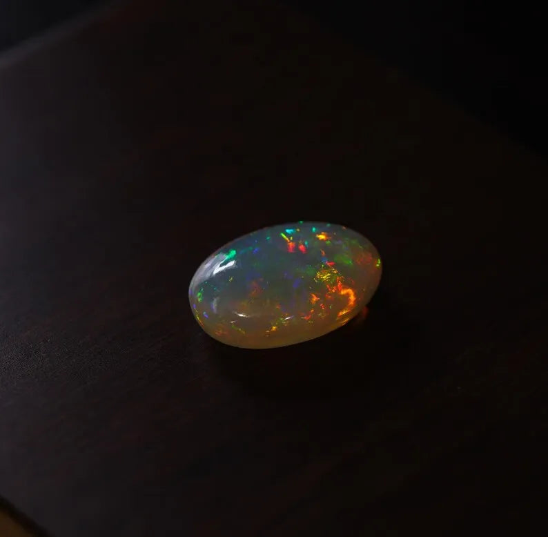 Customizable Oval Cut  Heat Treated Ethiopian Opal Synthetic Lab Created Loose October Birthstone Blue Fire Effect Attractive