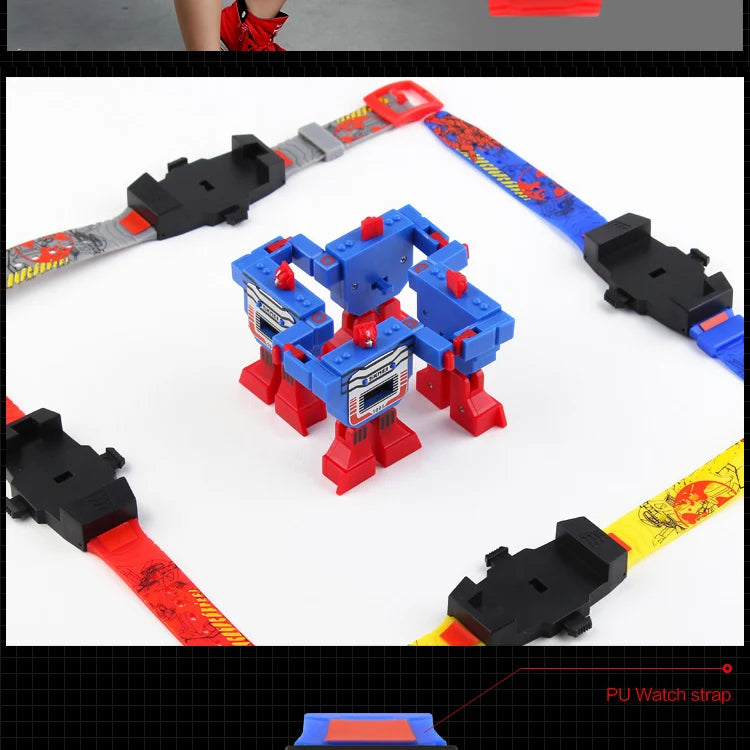 SKMEI Kids Watches LED Digital Children Cartoon Sports Watches Robot Transformation Toys Boys Wristwatches montre enfant 1095