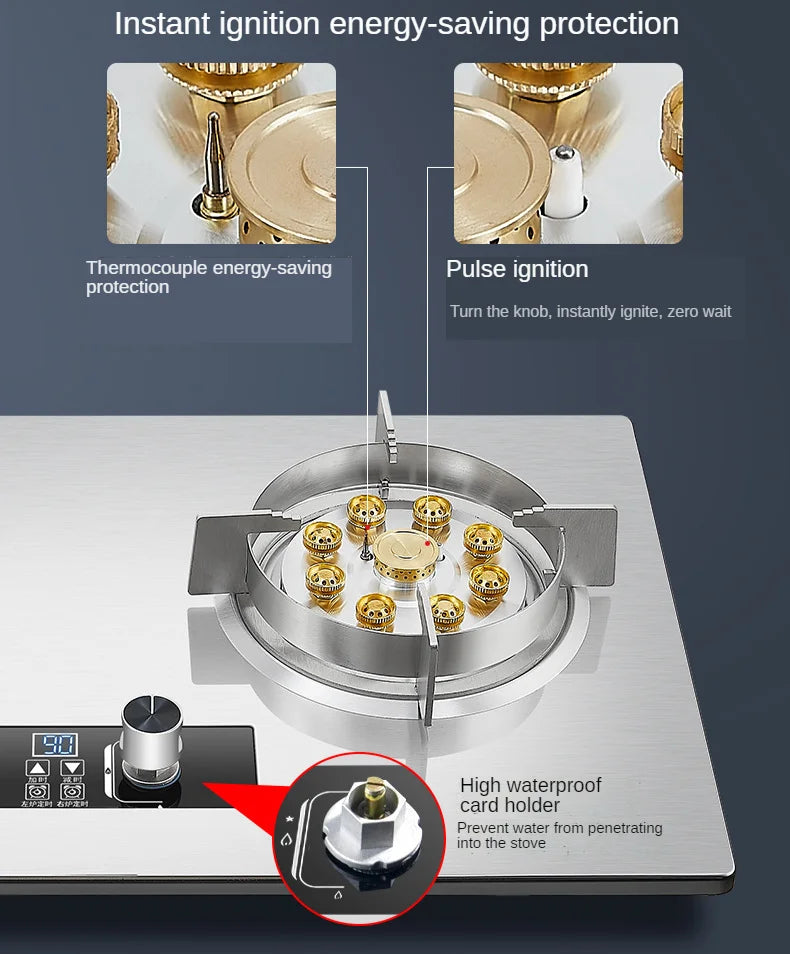 Smart Built-in Gas Cooktop with Flame Control for Commercial Kitchens