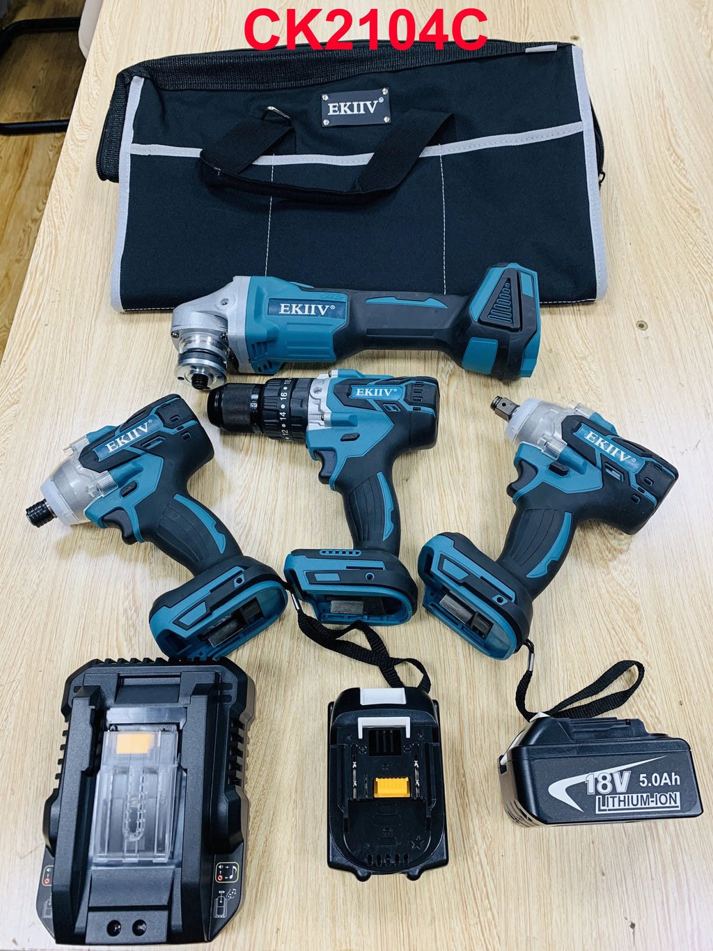 EKIIV Wholesale 6-in-1 Power Tools Combo Kit Multi-Function Drill Cordless Nail Gun Sander Customizable OEM Support