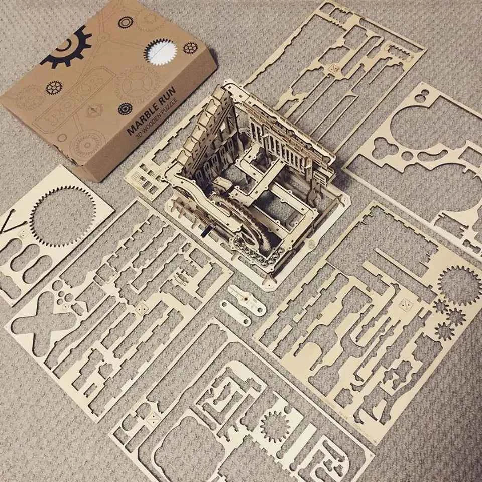 Robotime Self Wooden Assemble Toy LG501 DIY Wood Marble Run 3D Puzzle Mechanical Gear Model for Dropshipping