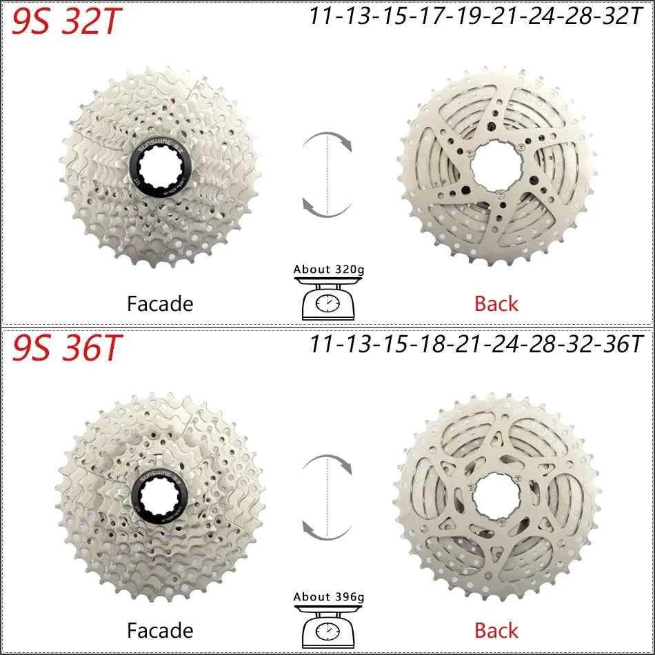 SUNSHINE Bicycle Cassette 8/9/10/11/12Speed Freewheel HG Structure Sprocket 32/36T/40T/42T/46T/50T/52T Flywheel For SHIMANO/SRAM