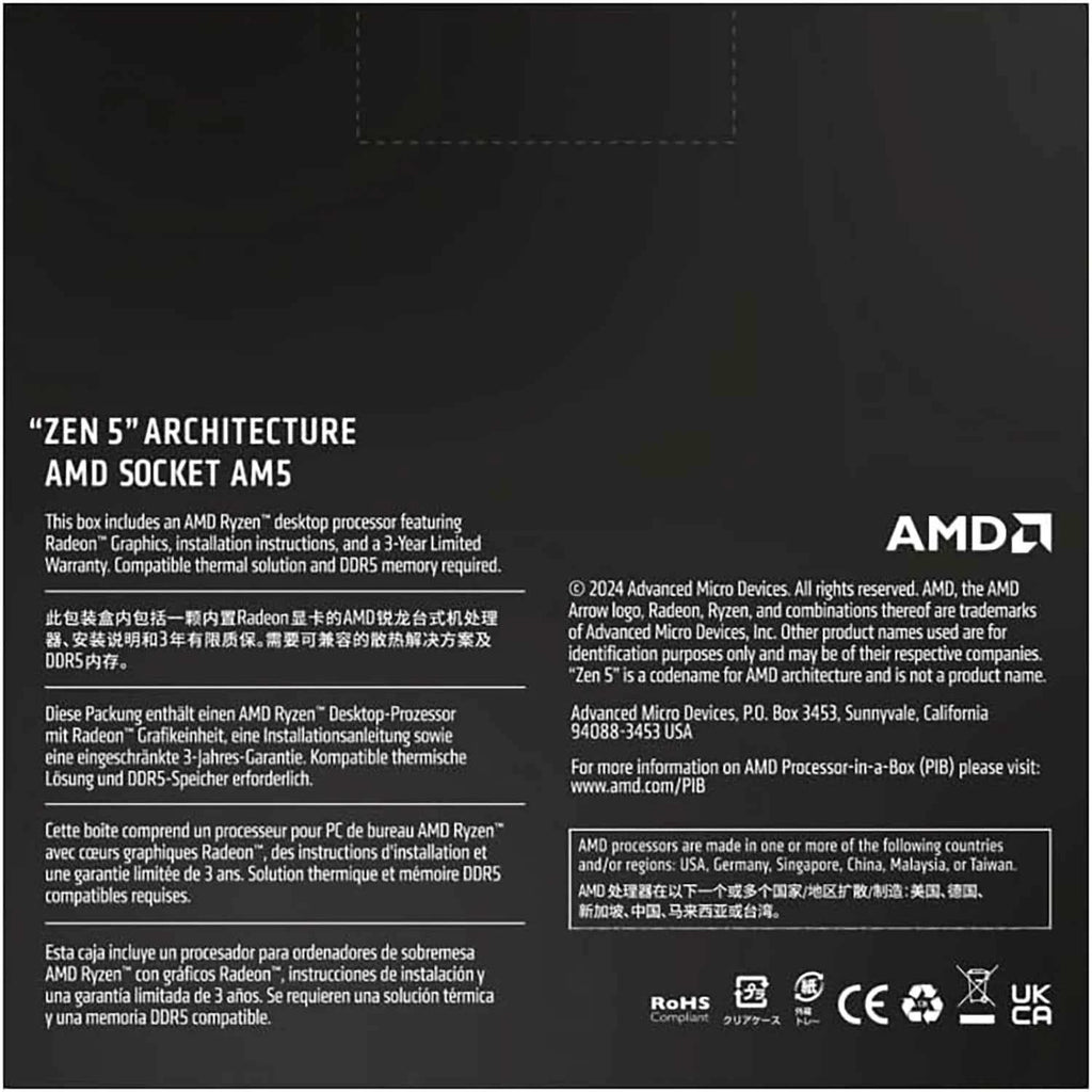 CPU AMD Ryzen 5 9500F 6-Core 12-Thread Unlocked Desktop Processor AMD Ryzen 5 9600x 9600 AMD Processor Socket AM5 DDR5