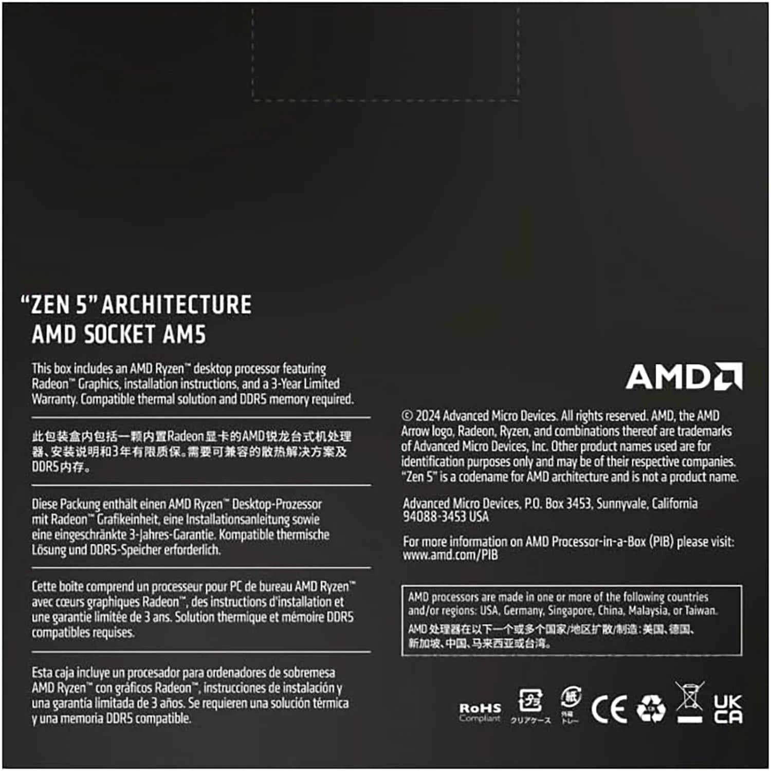 CPU AMD Ryzen 5 9500F 6-Core 12-Thread Unlocked Desktop Processor AMD Ryzen 5 9600x 9600 AMD Processor Socket AM5 DDR5