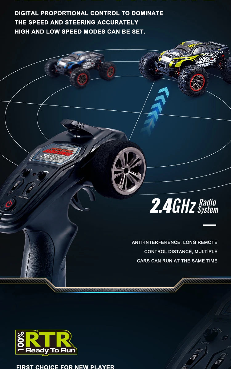 HOSHI N516 RC Car Truck 2XBATTERY Version Blue 2.4G 1/10 Racing Car 46KM/H High Speed Car Monster Truck Off-Road Vehicle Toys