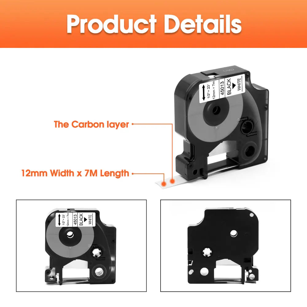 6/9/12mm Label Compatible for Dymo D1 45013 45010 45018 45023 Label Tape 40913 40918 43613 for Dymo LabelManager LM 160 280 210D