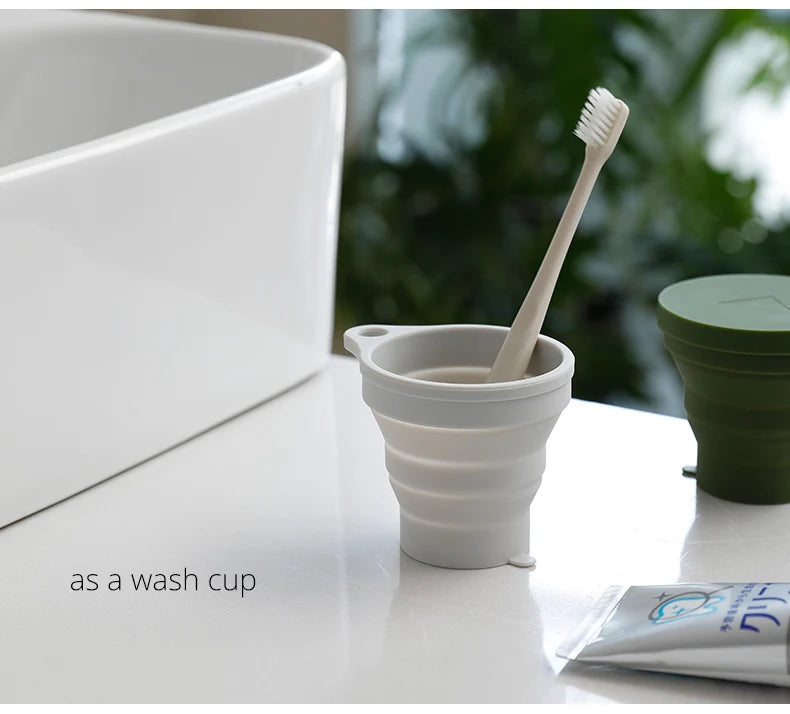 180ML Folding Cup Mini Retractable Cup Silicone Portable Teacup Outdoor Travel Coffee Telescopic Drinking Mug with Lid