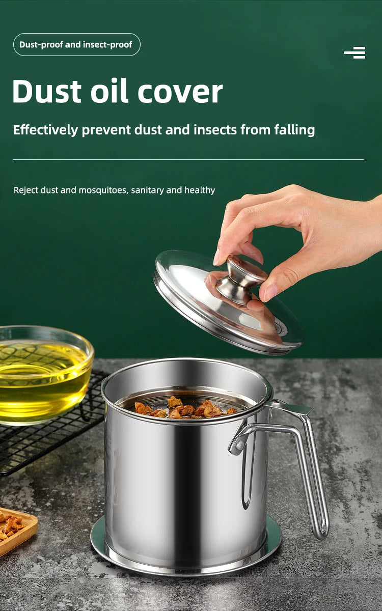 Stainless Steel Oil Strainer Pot Container Jug Storage Can With Filter Cooking Oil Pot For Kitchen Household Tools