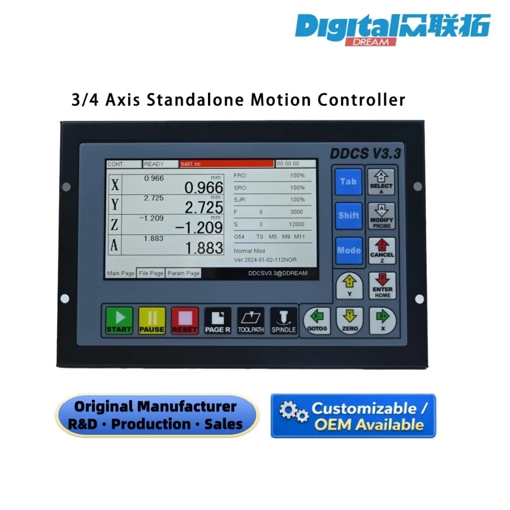 Digital Dream DDCS V3.1 / V3.3 CNC Controller 4 Axis CNC Standalone Offline Motion Controller System  for 4 Axis Cnc Router