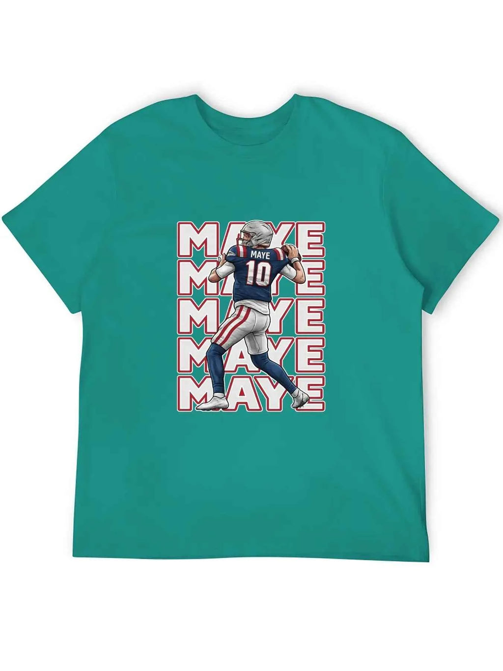 USA In-Stock New England Team Culture Shirt MAYE #10 Jersey T-Shirt Men's Casual Crew Neck T-Shirts 100% Cotton 180g Stretch Top