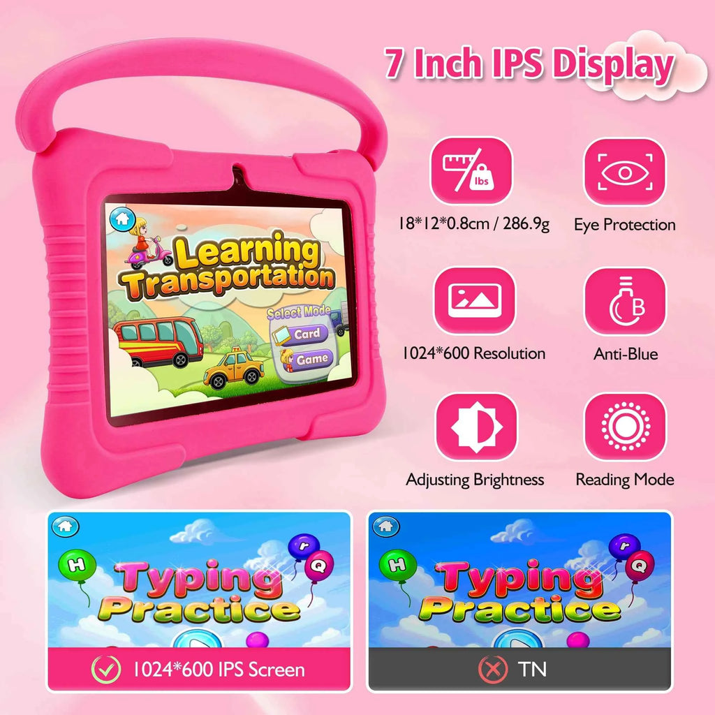 Veidoo 7 InchTouch Screen Android Wifi Tablet Quad Core 32GB Gaming Tablet Pc with Silicone Protective Case
