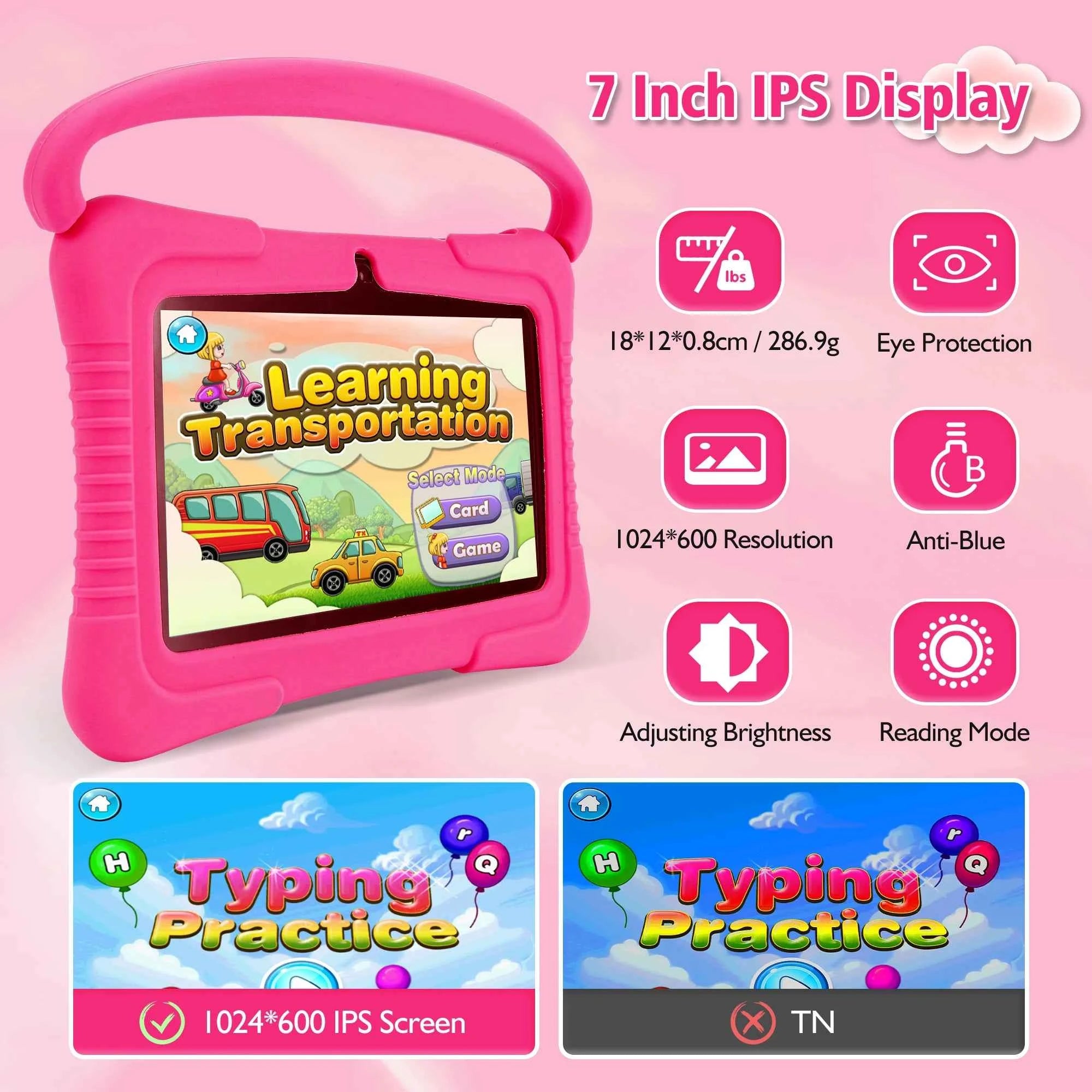 Veidoo 7 InchTouch Screen Android Wifi Tablet Quad Core 32GB Gaming Tablet Pc with Silicone Protective Case