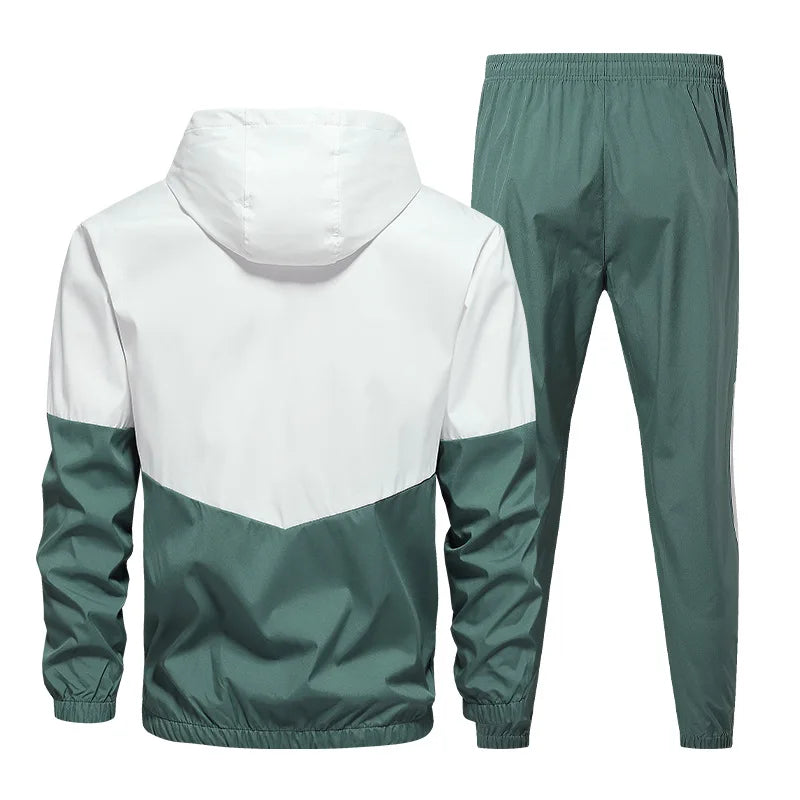 Patchwork Hip Hop Casual Men's Sets Korean Style 2 Piece Sets Clothes Men Streetwear Fitness Male Tracksuit
