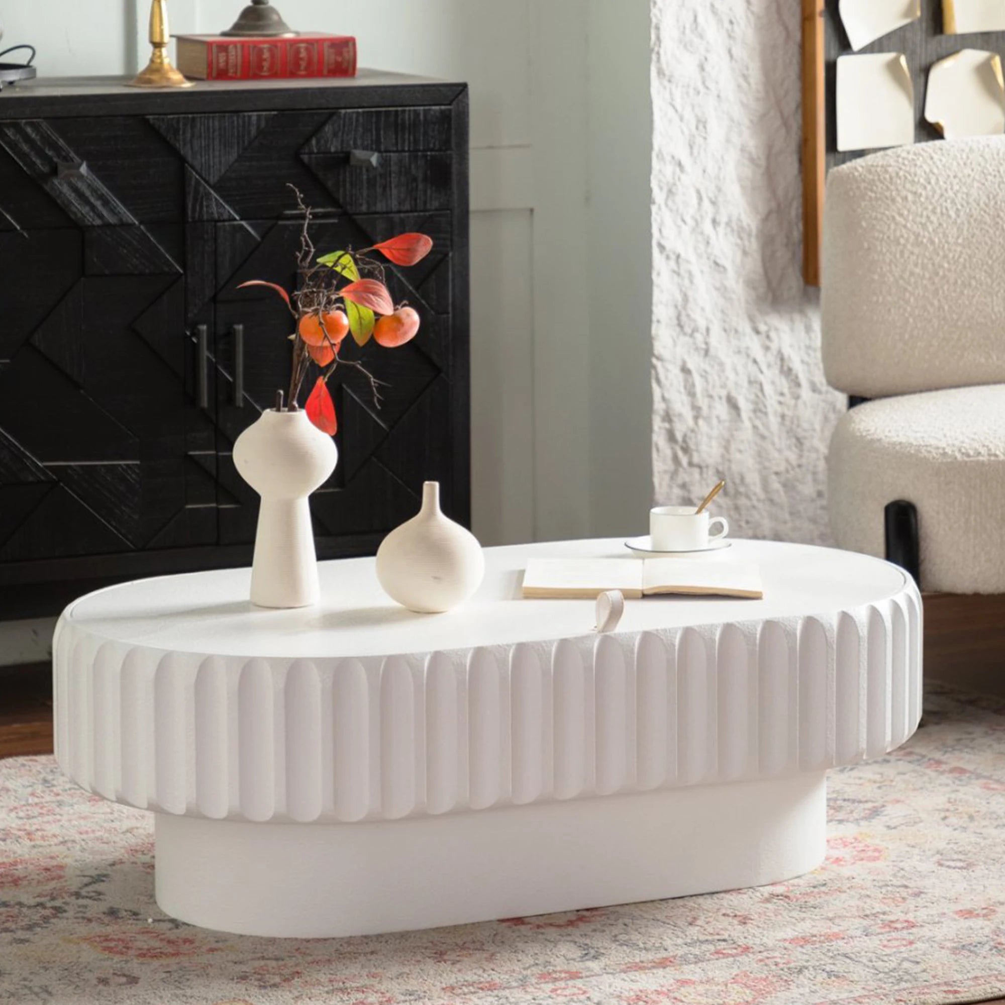 Fluted Storage Table with Lift-Off Lid, Sleek Texture, Perfect for Modern Living