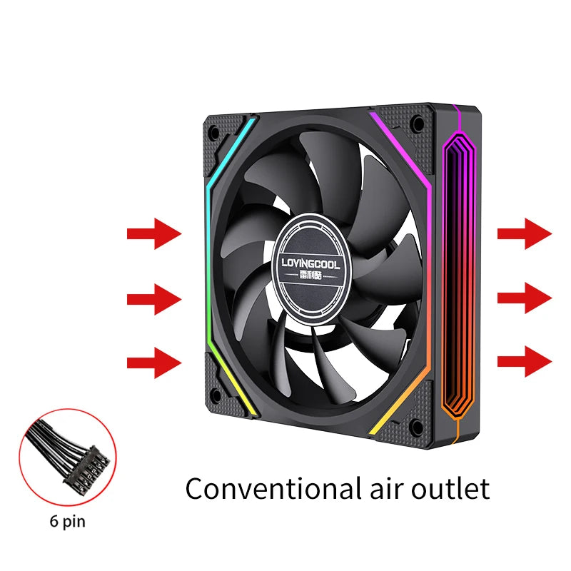 Lovingcool Newest Design Colorful LED Computer Case Fan PWM 120mm Ventiladores PC ARGB Fan 5V 3PIN 4PIN Plastic RGB 40000 Hrs