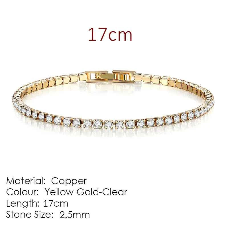 Fashion 2.5mm Zirconia Tennis Bracelet for Women Crystal Charm Designer Tennis Thin Chain Bracelet on Hand Wedding Jewelry KC128