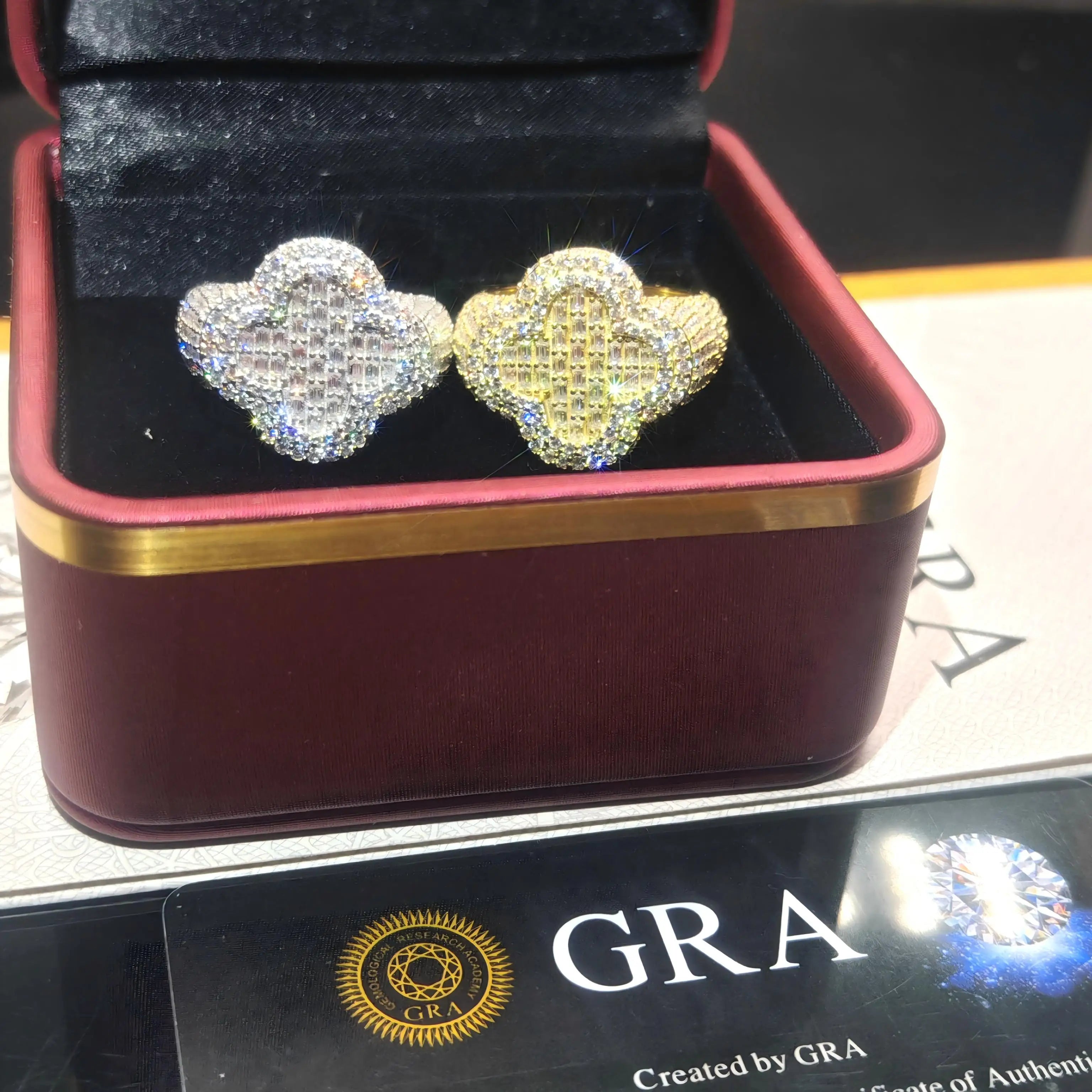 Miami Men's Luxury Moissanite Gemstone S925 Silver Plated Custom Hiphop Flower Rings for Wedding/Anniversary 10.7g