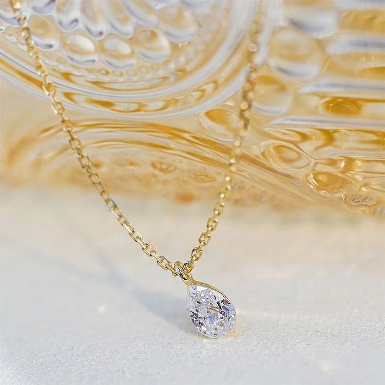 RUYI 18K Real Gold Luxury Women Jewelry 1CT IGI Diamond Pear Pendant Fine Jewelry Drop Diamond Necklace Women