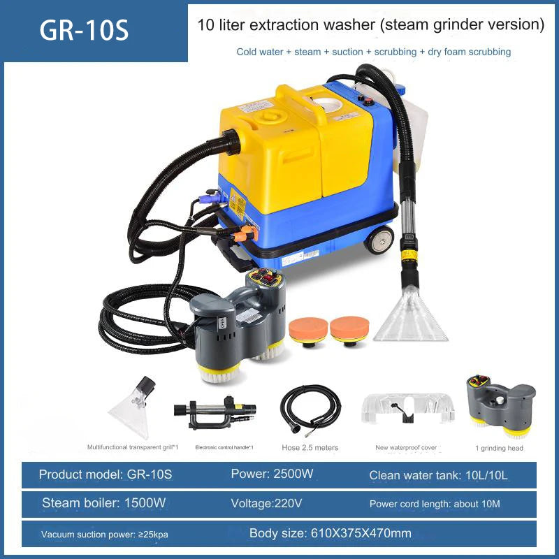 GR-10 Cold Water  Steam Suction Carpet Cleaning Machine  25000Pa for Car Sofas Curtains Carpets Mattresses and Home Appliances