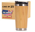 USA Warehouse Pack of 25 Pcs 15oz Laserable Bamboo Coffee Mug Stainless Steel Thermal Tumbler for Laser Engrave Blank