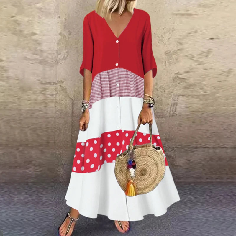ZANZEA Summer Maxi Dress Women's Vintage Printed Sundress Casual Loose Short Sleeve Vestidos Vacation High Waist Robe Femme 2024