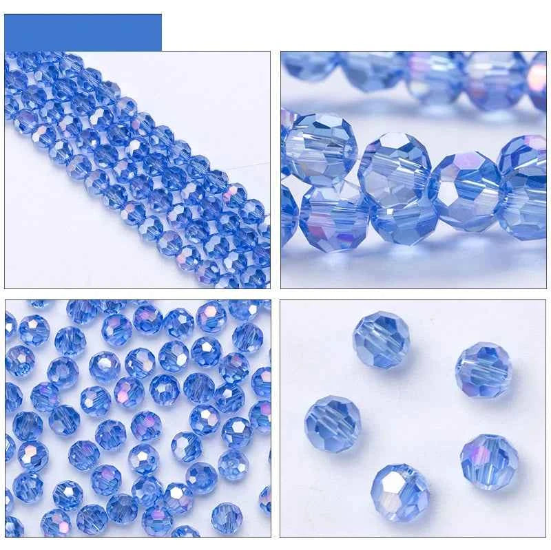3 4 6 8mm Round Crystal Beads Faceted Colorful Glass Beads Loose Spacer Bead for Jewerly Making Needlework Bracelet Necklace DIY