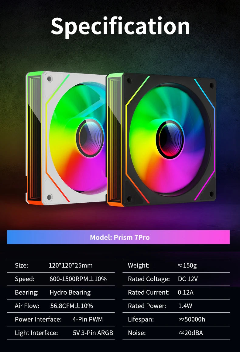 OEM 120mm ARGB PWM Smart Sync PC Cooling Fan High Static Pressure LED Computer Case Fan for Gaming Desktops