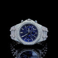 Luxurious Fashion Ronda Mechanical Watch Stainless Steel Band Blue White Diamond Moissanite Pointer Dial-Customizable Colors