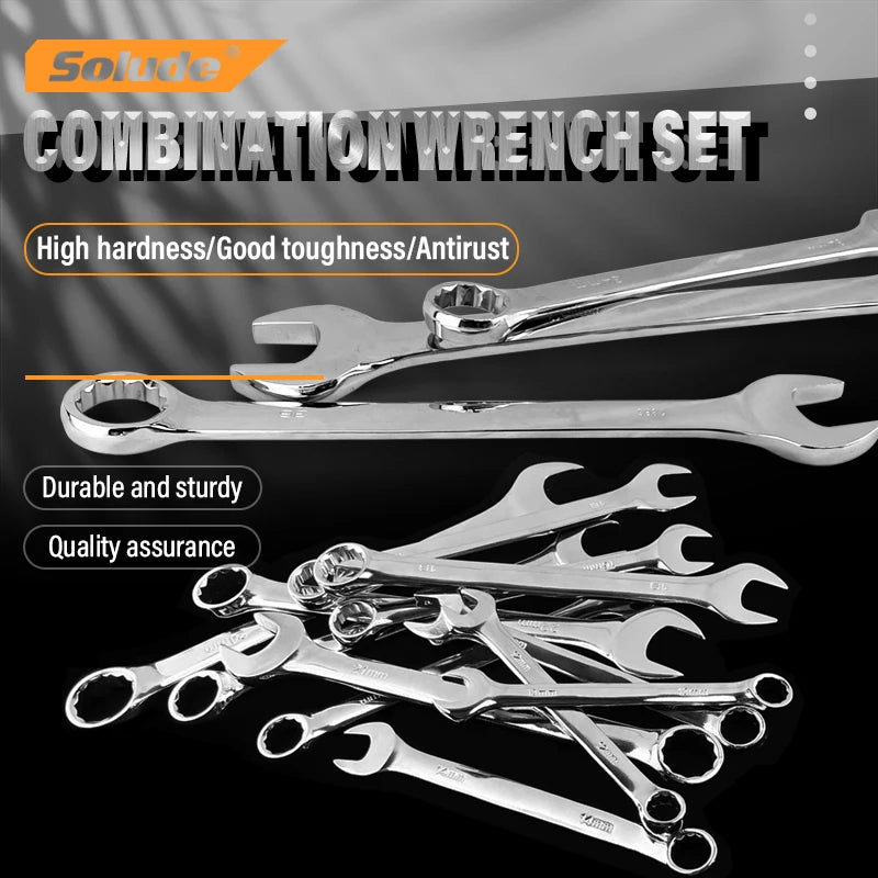 Combination Wrench Set Manufacture 18 Pcs  8mm-24mm Double Head Chrome Vanadium Steel Usa Combination Open End Wrench Set