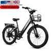 SAMEBIKE 26" High Carbon Steel Hybrid Electric Bike with Middle Display Disc Brake & 36V Lithium-Ion Battery EU Warehouse Stock
